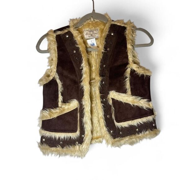 Sans Souci Faux Suede & Fur Embellished Vest NWT Size Sm - Picture 1 of 5